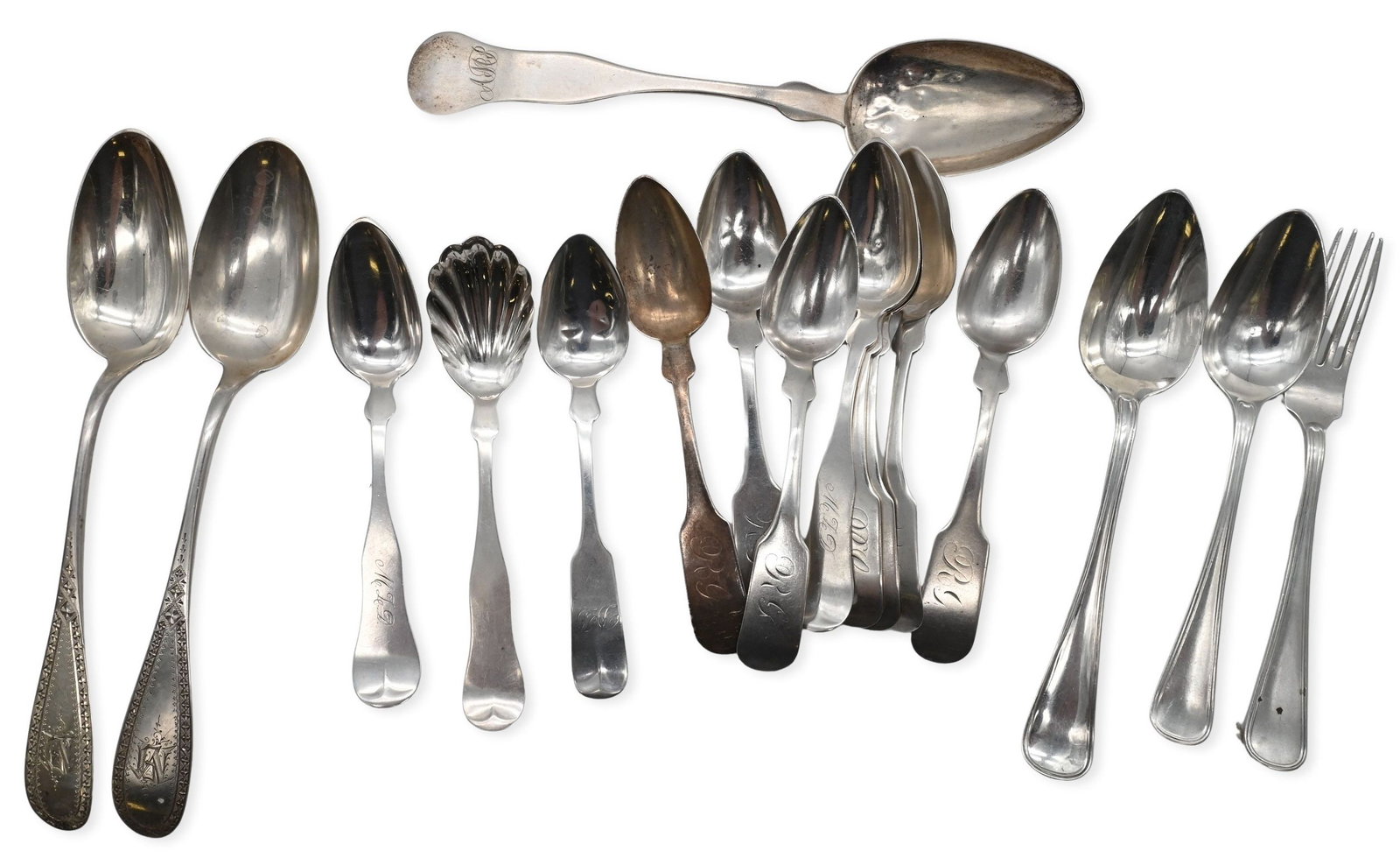Approximately 17 Continental and Coin Silver Spoons (1 of 3)