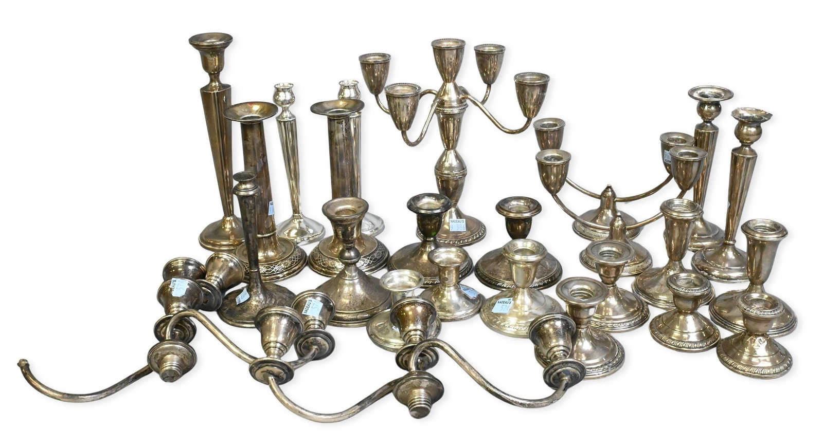 Large Group of Weighted Sterling Silver Candlesticks and Candelabras (1 of 7)