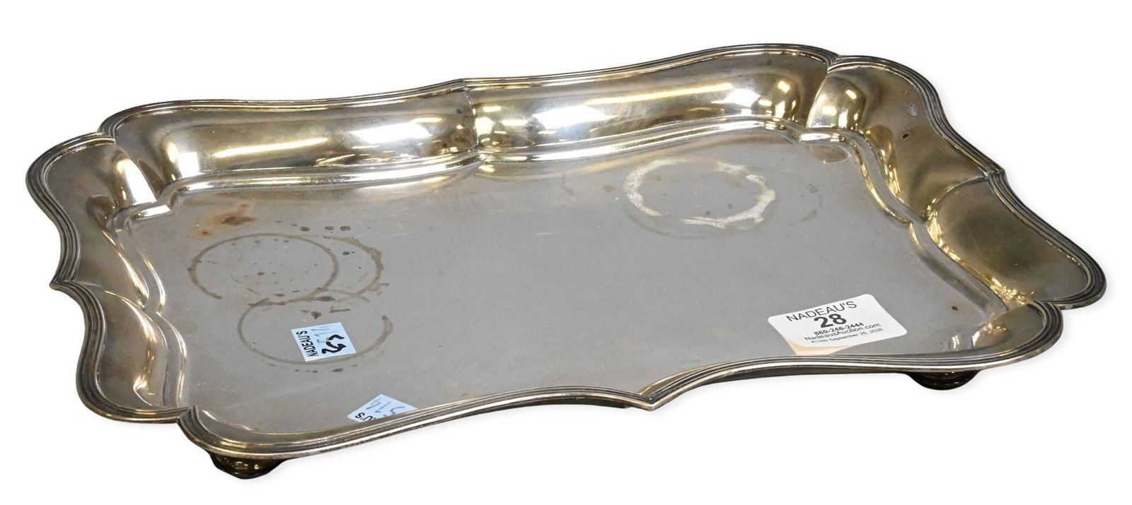 Dutch Sterling Silver Rectangular Footed Tray: Dutch Sterling Silver Rectangular Footed Tray set on four feet 9" x 13" Provenance: From a Briarcliff Manor Estate