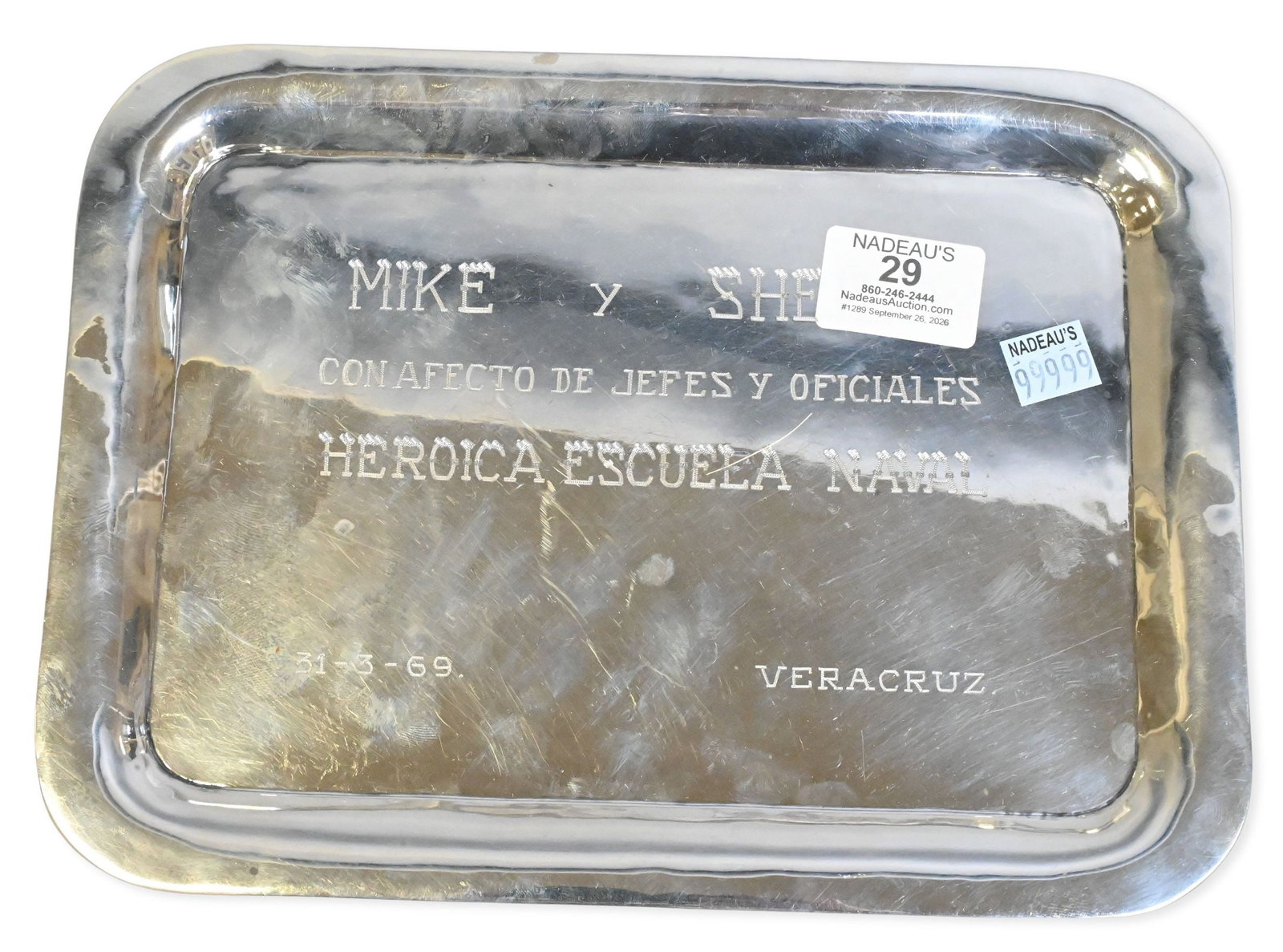 Mexican Sterling Silver Rectangular Tray: Mexican Sterling Silver Rectangular Tray marked 950, 8" x 10 1/2" 13.8 troy ounces