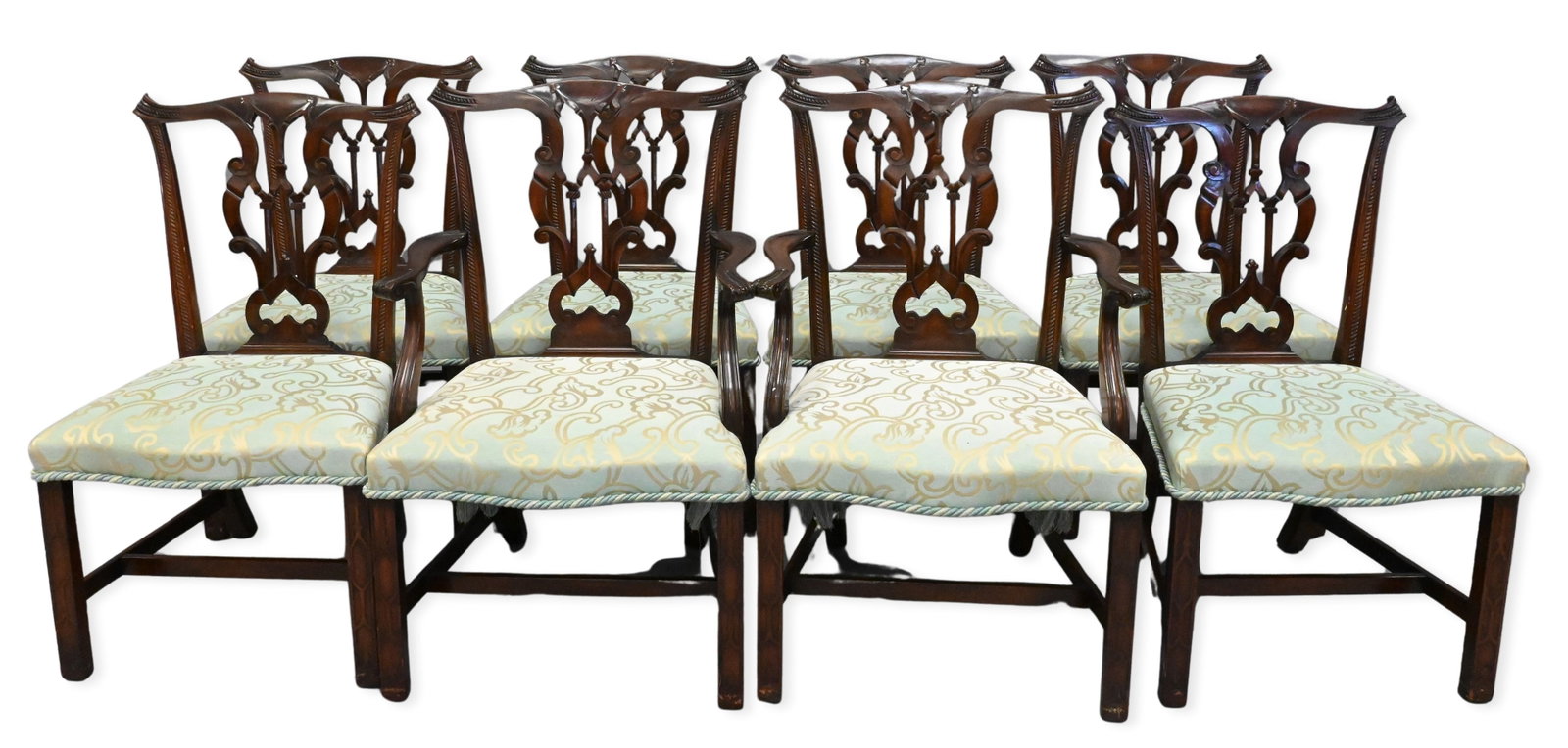 Set of 8 Chippendale Style Mahogany Dining Chairs (1 of 8)