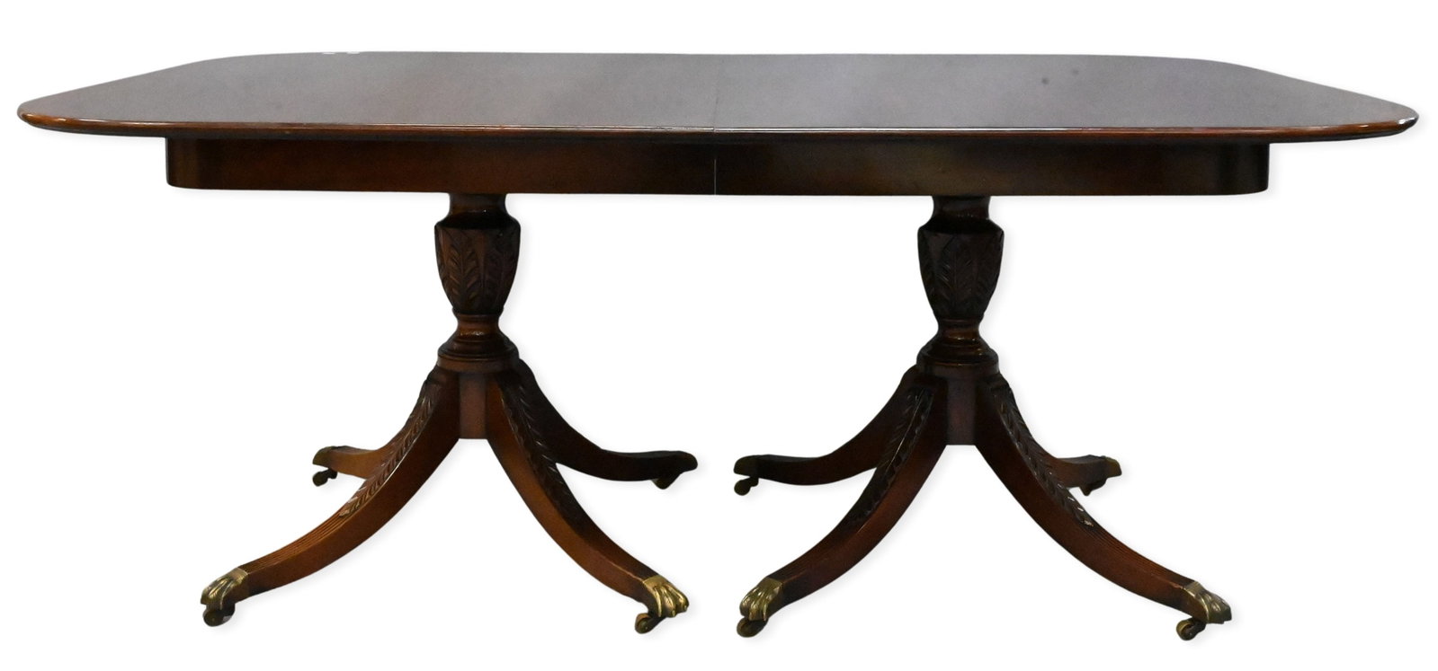 Mahogany Banded Inlaid Double Pedestal Dining Table (1 of 7)