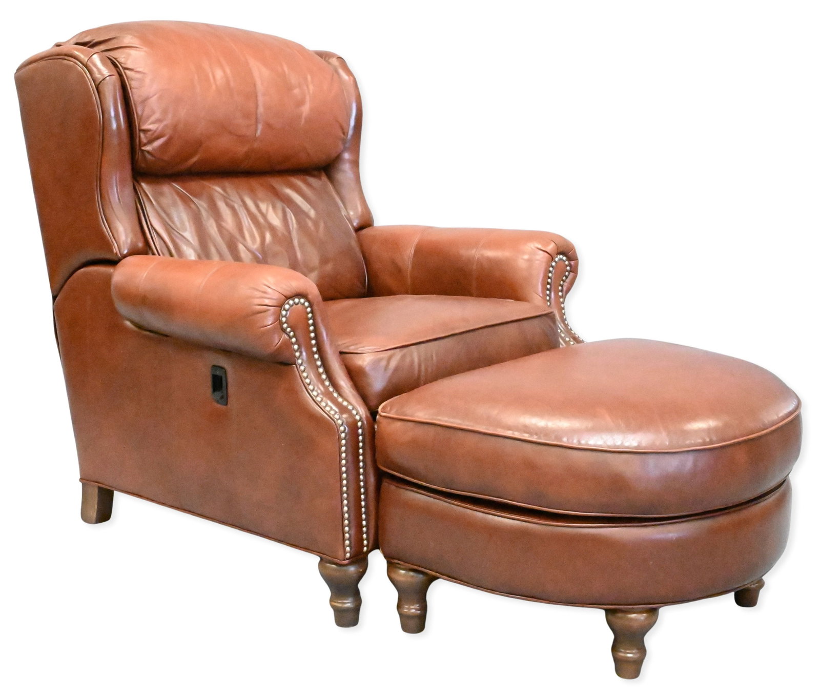 Smith Brothers Leather Upholstered Chair and Ottoman (1 of 4)