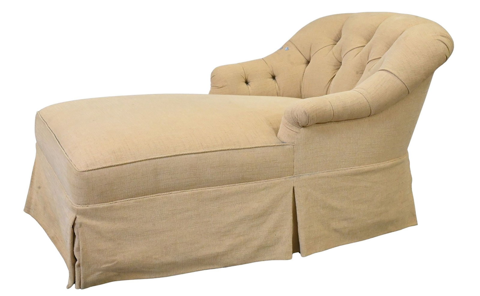 Custom Upholstered Chaise Lounge: Custom Upholstered Chaise Lounge excellent condition height 32 inches, length 64 inches, width 33 inches