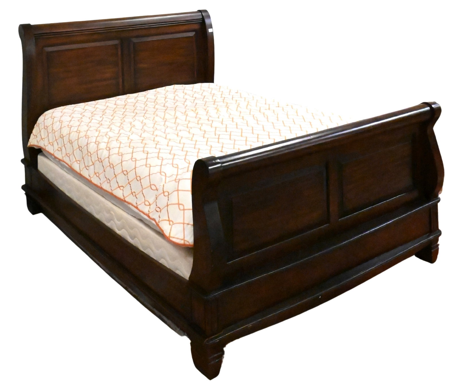 Mahogany Queen Size Sleigh Bed: Mahogany Queen Size Sleigh Bed height 52 inches, length 92 inches, width 63 inches
