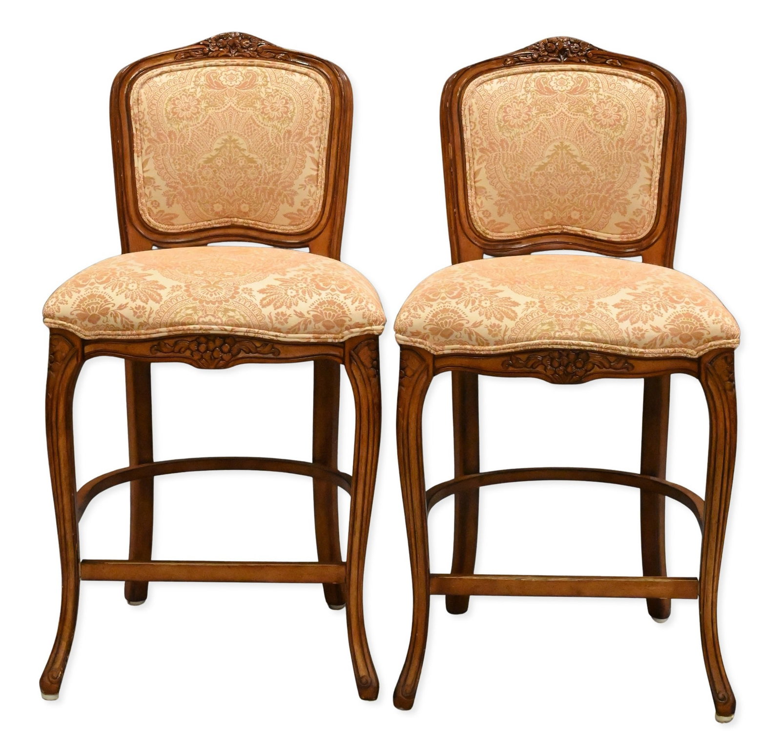 Pair of Edward Ferrell Upholstered Counter Stools: Pair of Edward Ferrell Upholstered Counter Stools overall height 39 inches, seat height 25 inches, width 20 1/2 inches, depth 19 1/2 inches Provenance: From the Estate of Michele L Hiegel of Virginia
