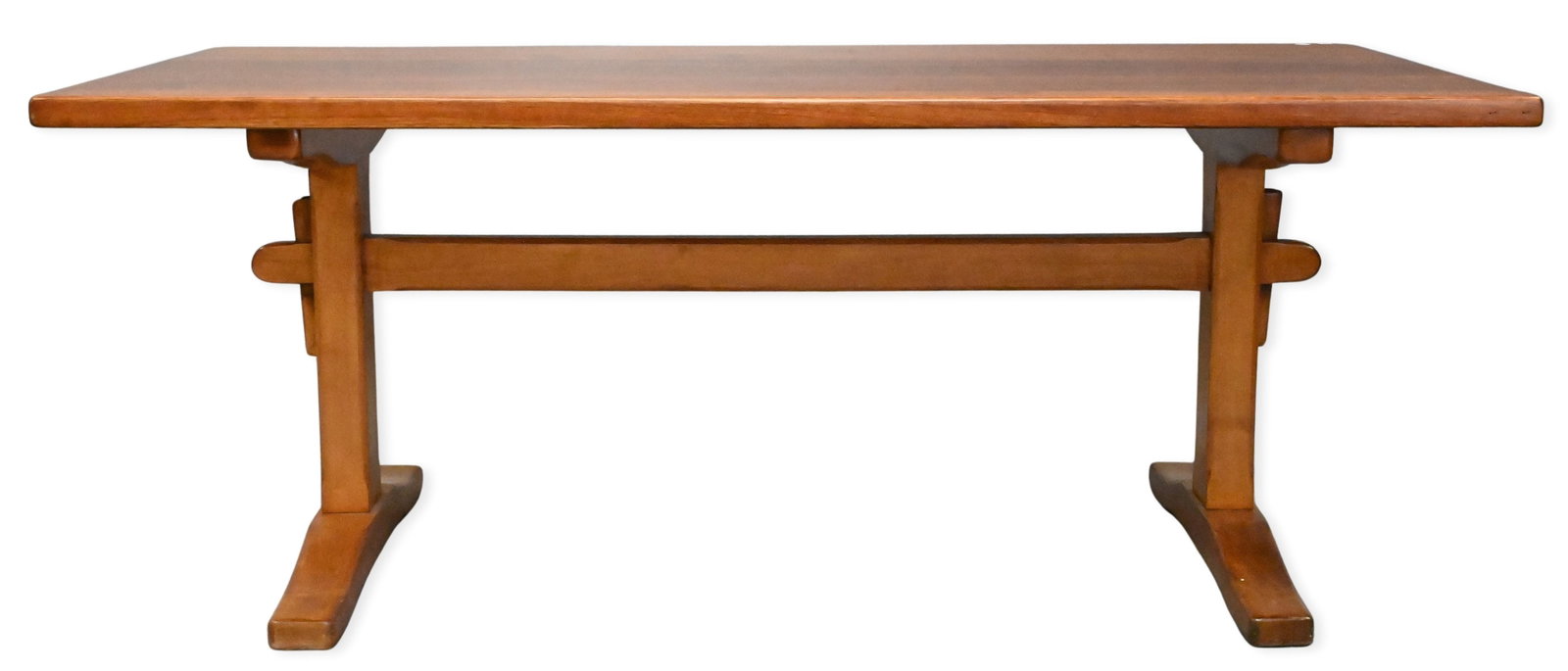 Stickley Cherry Dining Table: Stickley Cherry Dining Table set on trestle base height 29 inches, top 32" X 72" Provenance: From an Avon, Connecticut Estate
