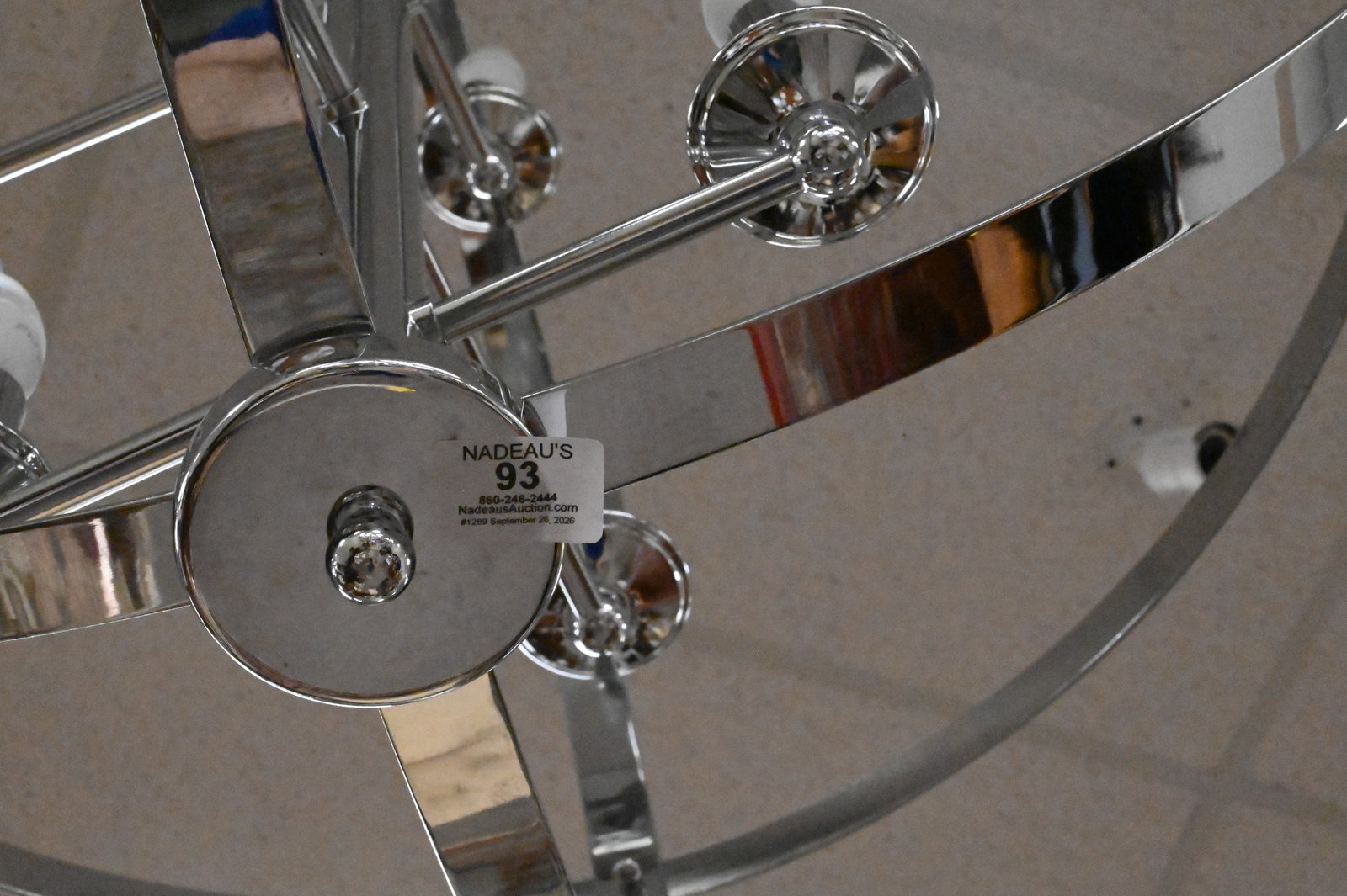 Chrome Sphere Form Eight Light Hanging Light - 4