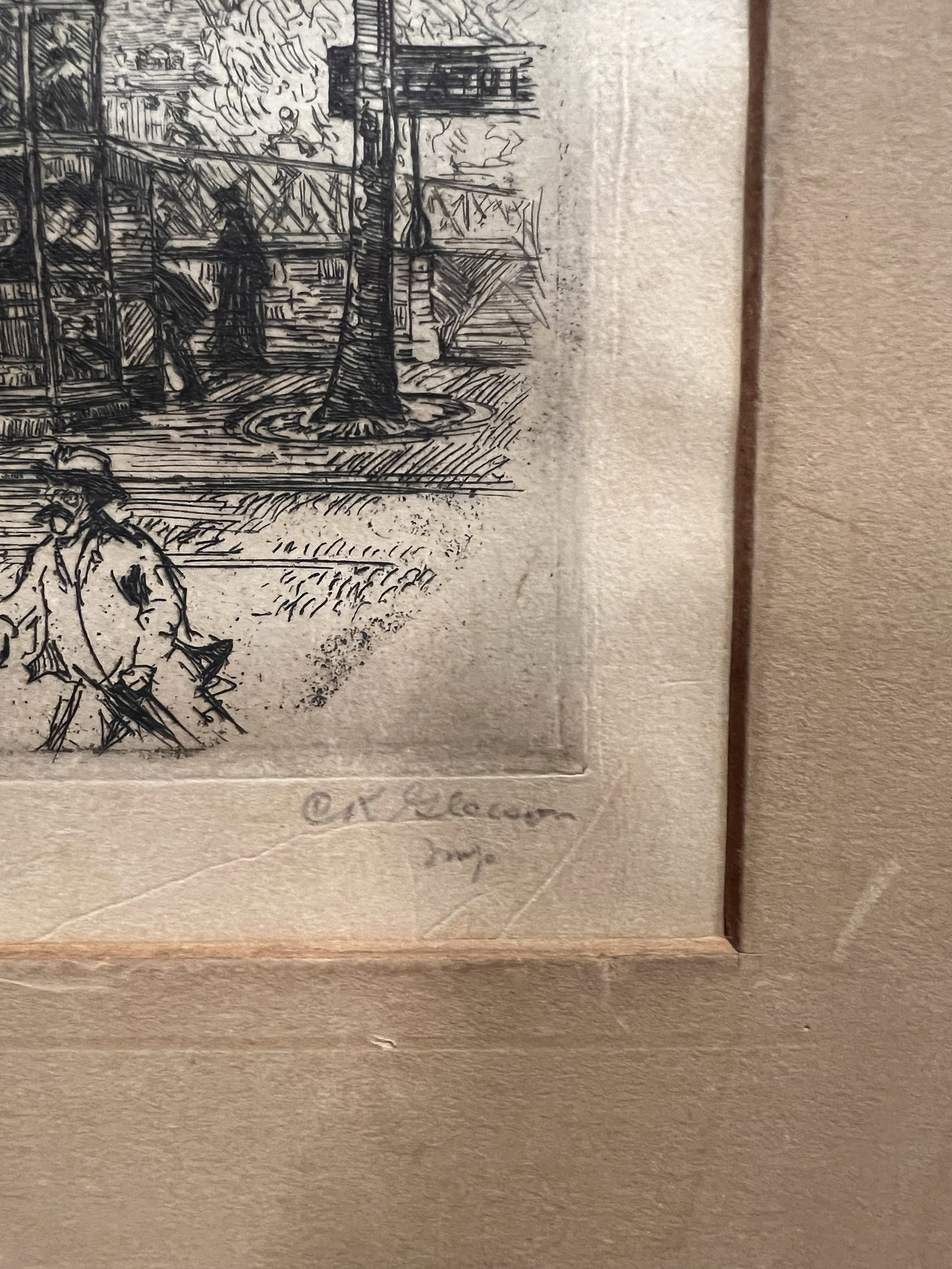 Three Framed Cityscape Etchings - 7