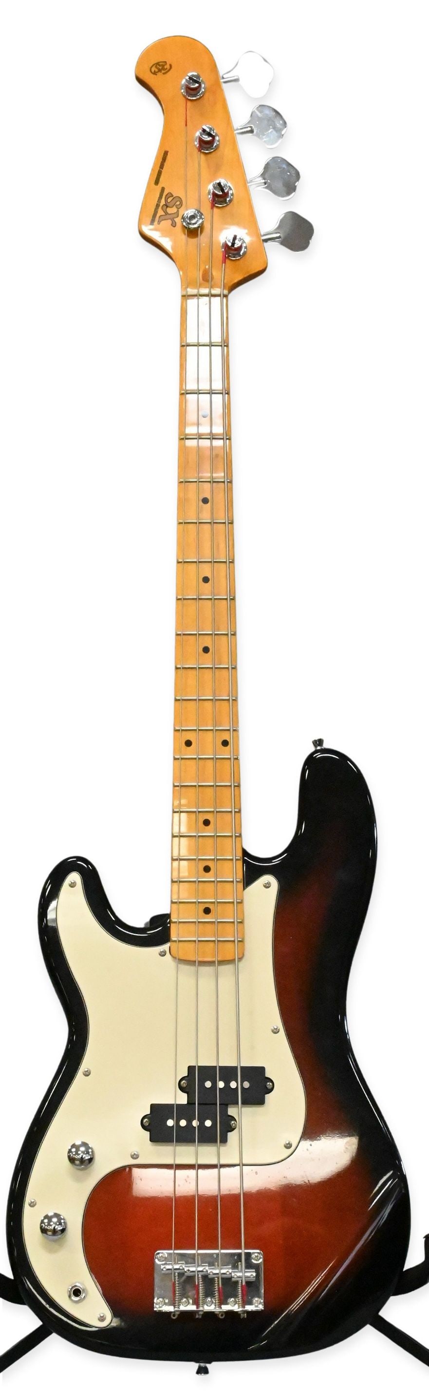 SX Custom Handmade Vintage Series Electric Bass: SX Custom Handmade Vintage Series Electric Bass Left handed, sunburst finish. Along with soft case