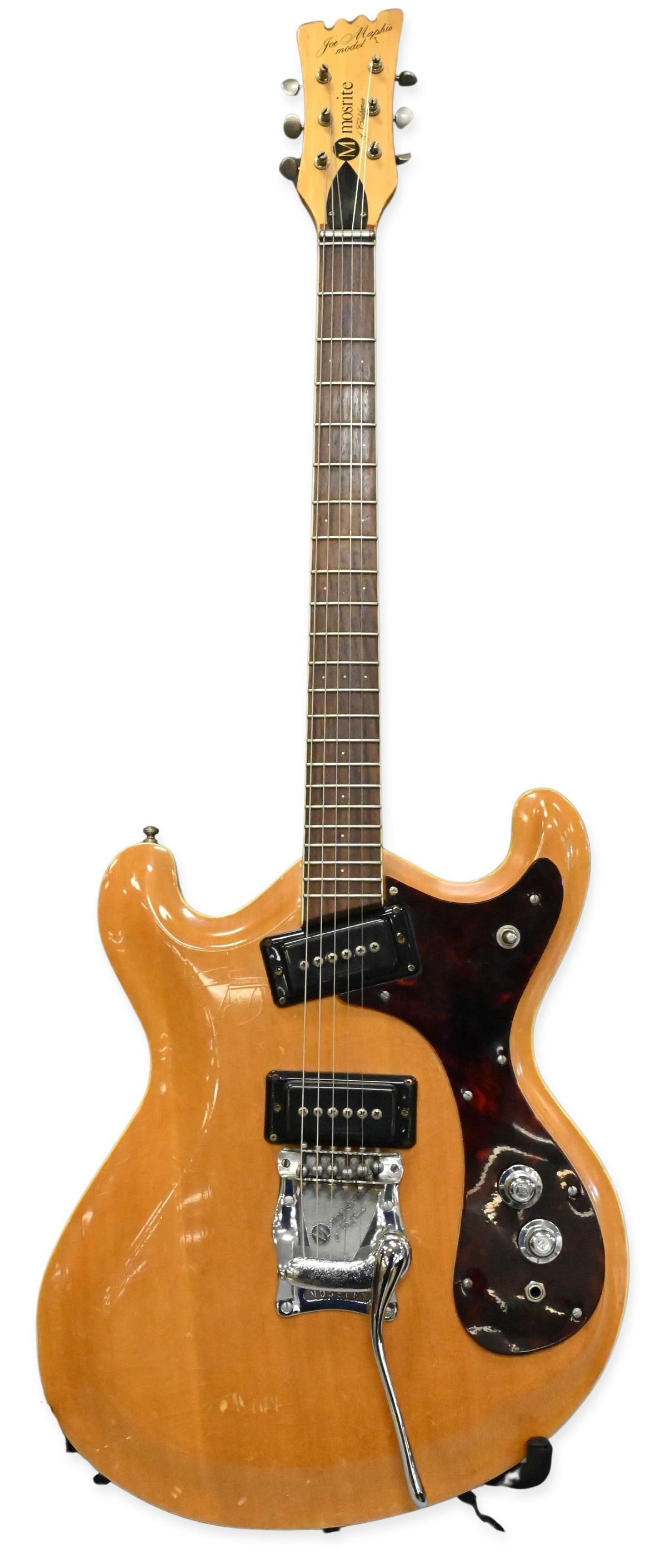 Mosrite Model I Joe Maphis Electric Guitar: Mosrite Model I Joe Maphis Electric Guitar having natural wood finish, serial number 2342. Along with hard case