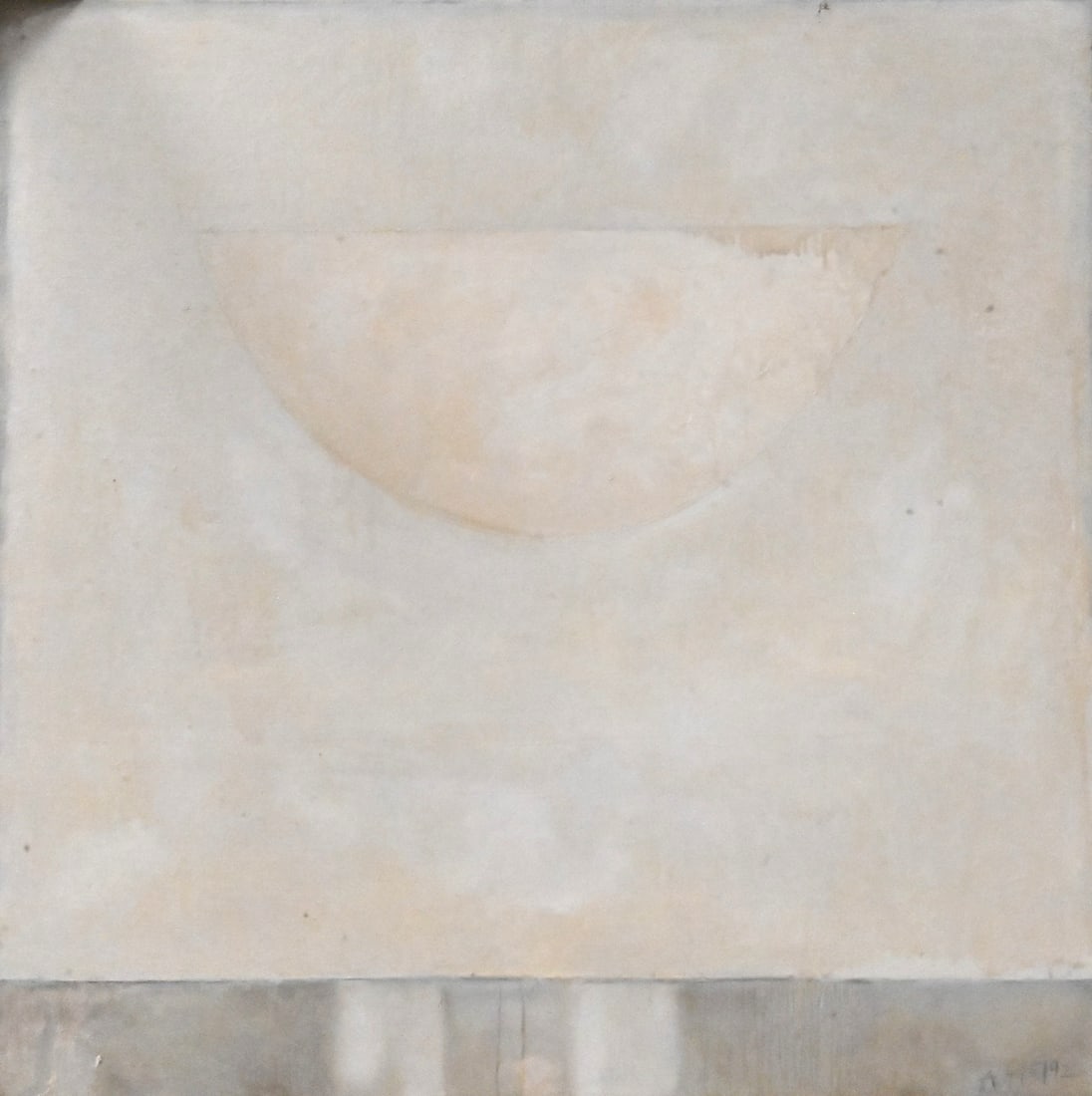 Unknown Artist (20th Century): Unknown Artist (20th Century) "Ganandagan II," 1992 Mixed media, oil on canvas Signed, titled and dated verso Ganandagan II, 4/5/92, inscribed #257 38" x 38"