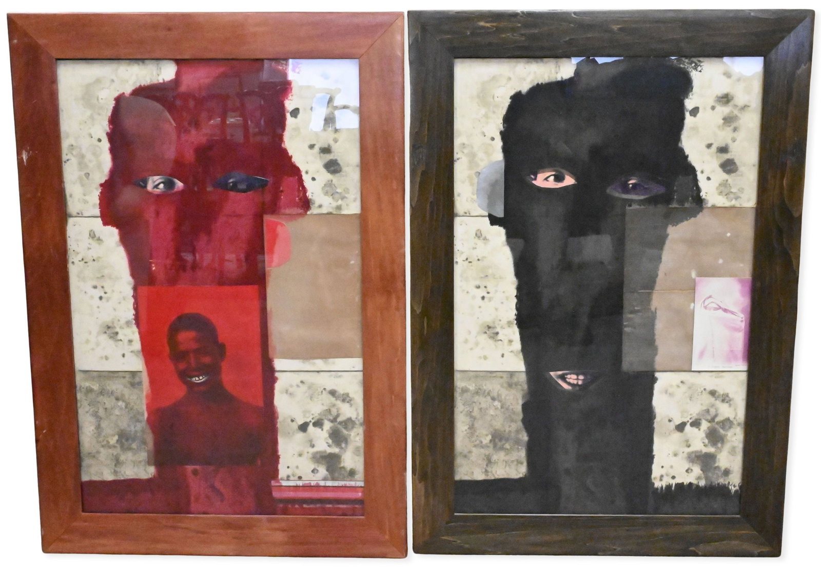 Three: James Brown (American, 1951-2020): Three: James Brown (American, 1951-2020) "Moroccan Woman I, II, & III," 1993 Three silkscreens with collage and hand coloring on Arches paper, edition E.A. Each signed and notated 27 3/4" x 17 1/2"