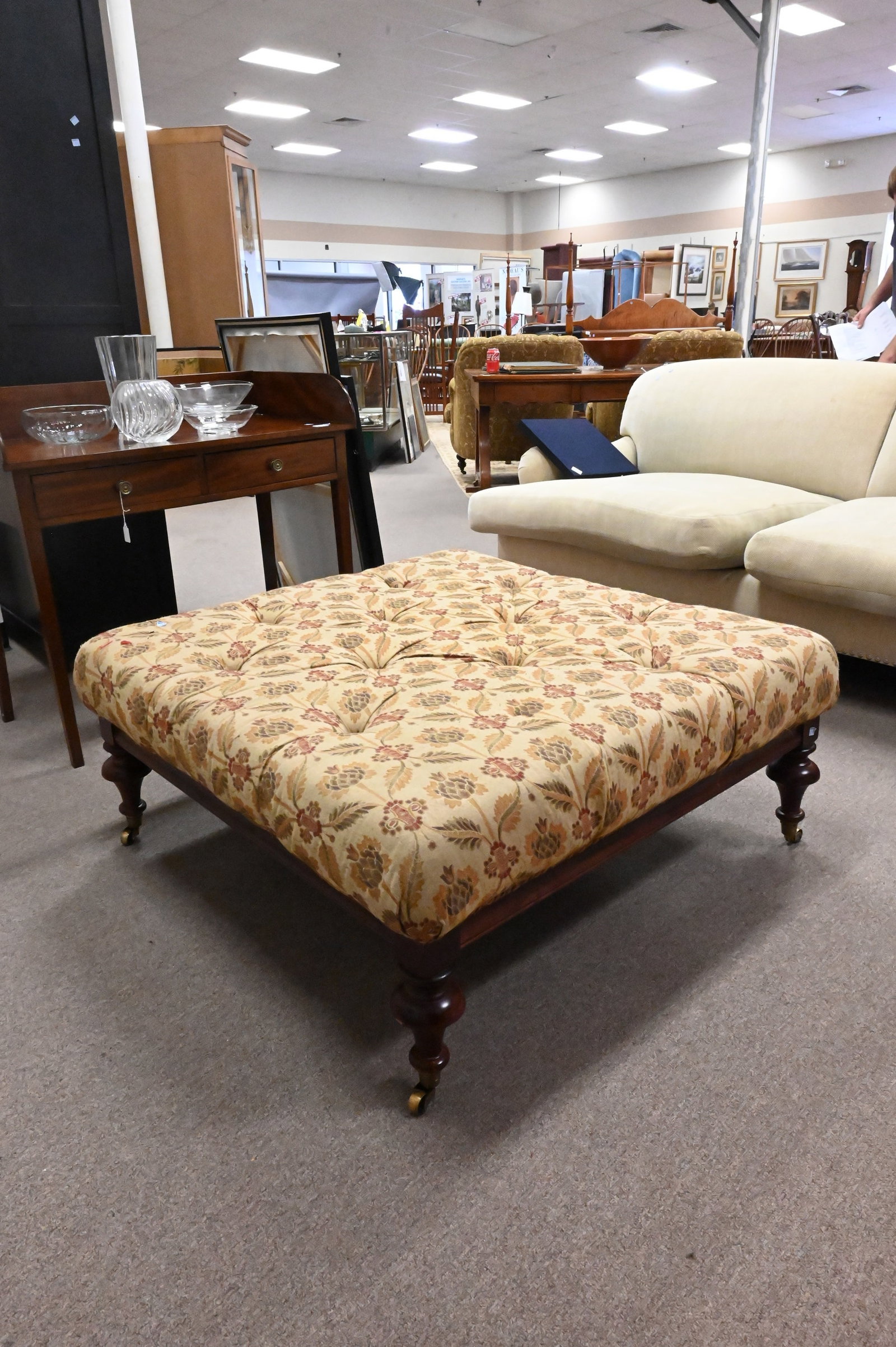 Custom Upholstered Tufted Ottoman - 4