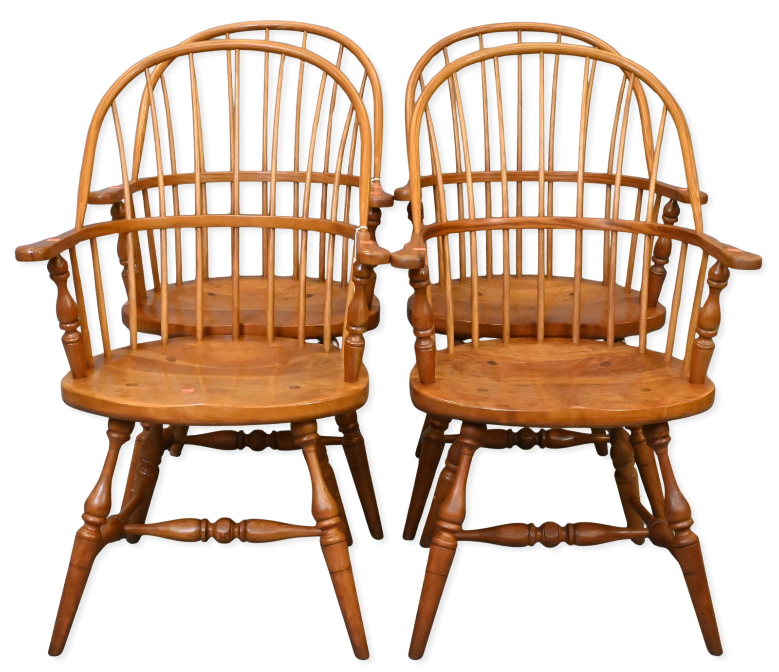 Set of Four Stickley Cherry and Oak Windsor Style Chairs (1 of 5)