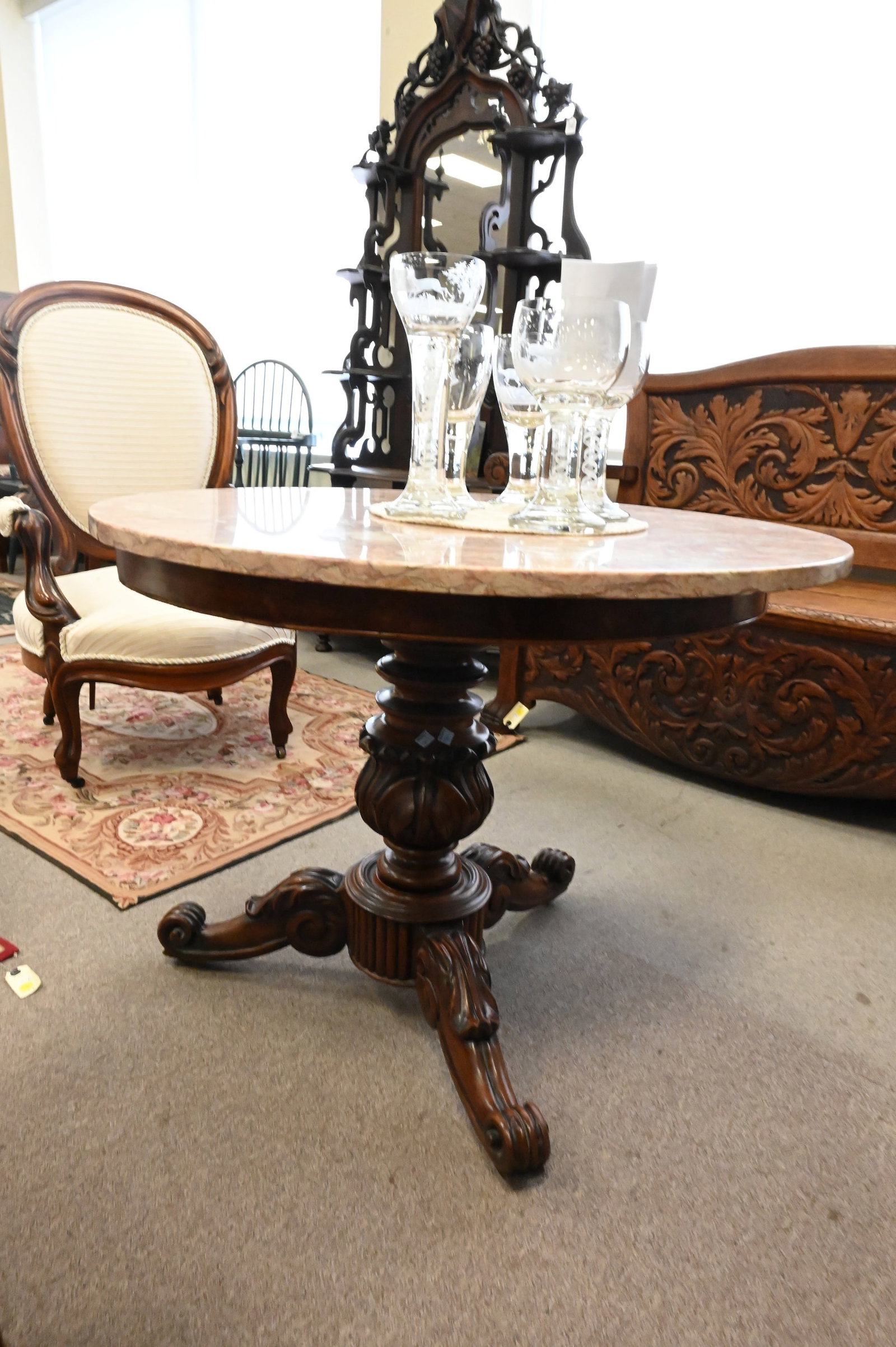 Round Mahogany Center Table - 4