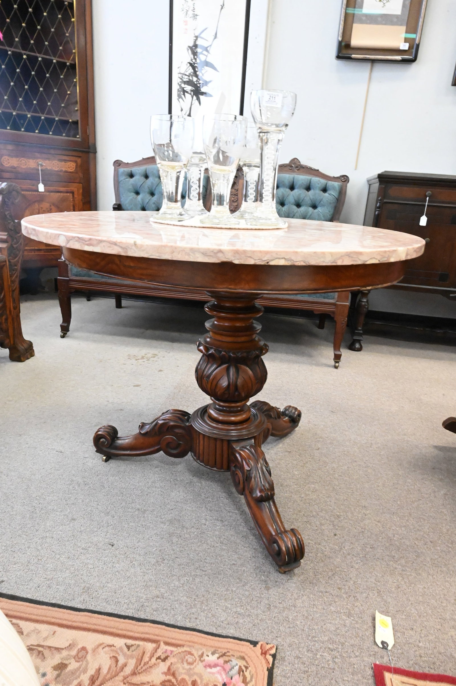 Round Mahogany Center Table - 5