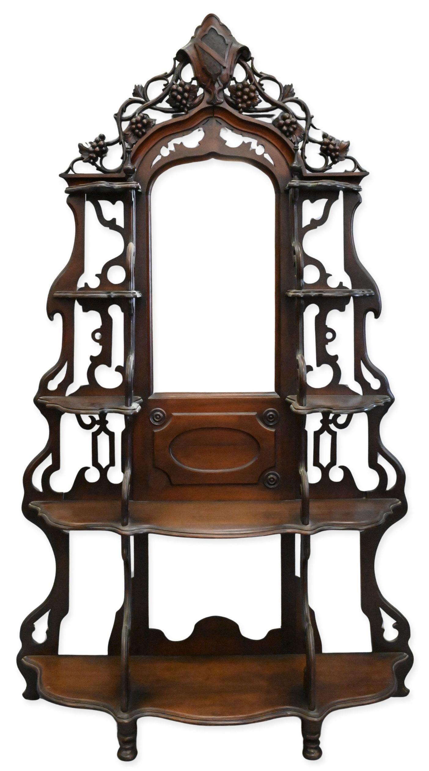 Victorian Etagere: Victorian Etagere having mirrored back height 83 inches, width 45 inches