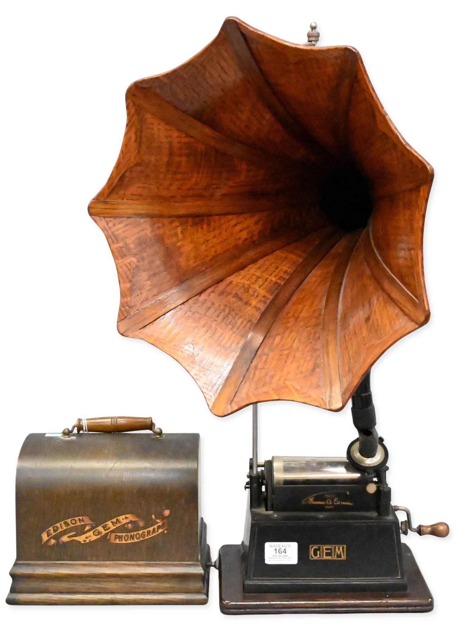 Edison Gem Phonograph having Wooden Horn (1 of 5)