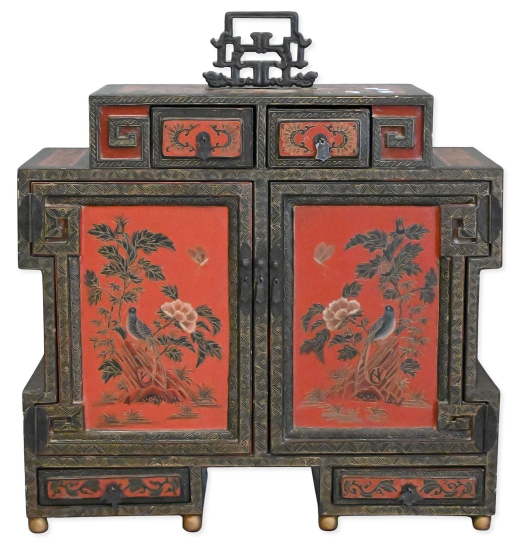 Chinoiserie Decorated Lacquered Low Cabinet (1 of 5)