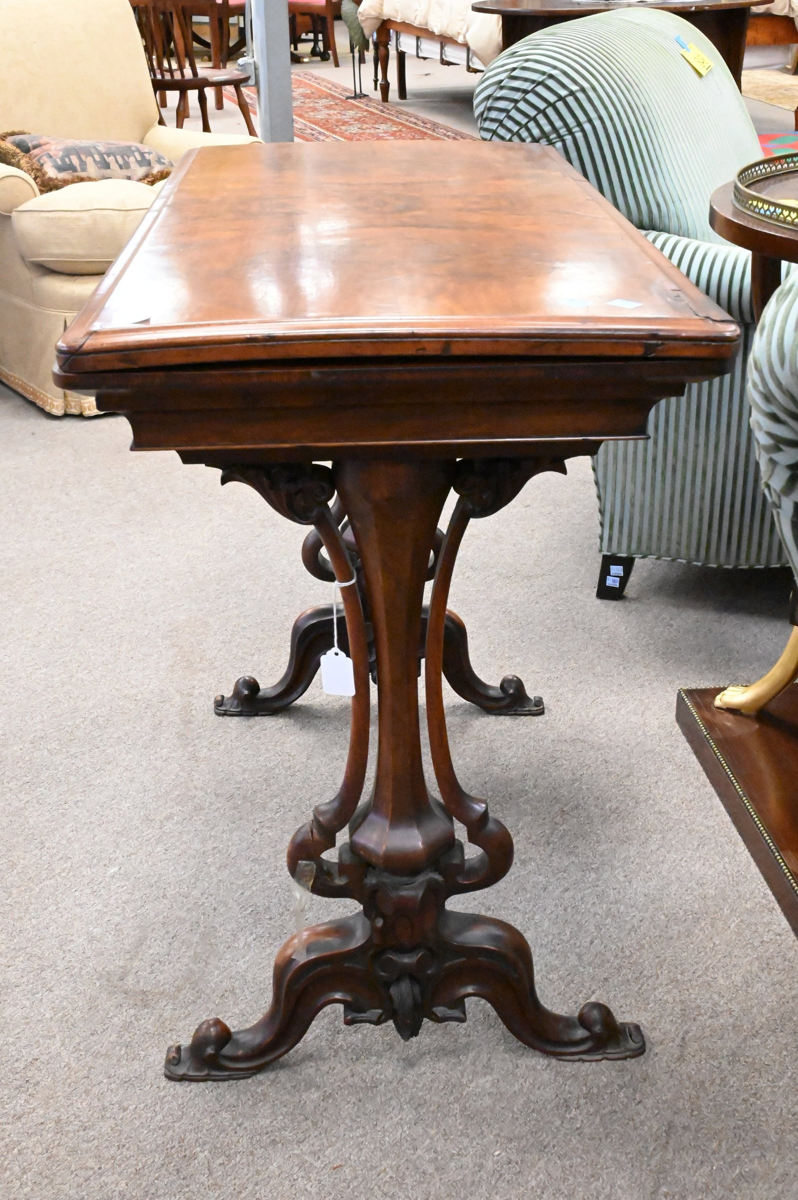 Victorian English Walnut Games Table - 4