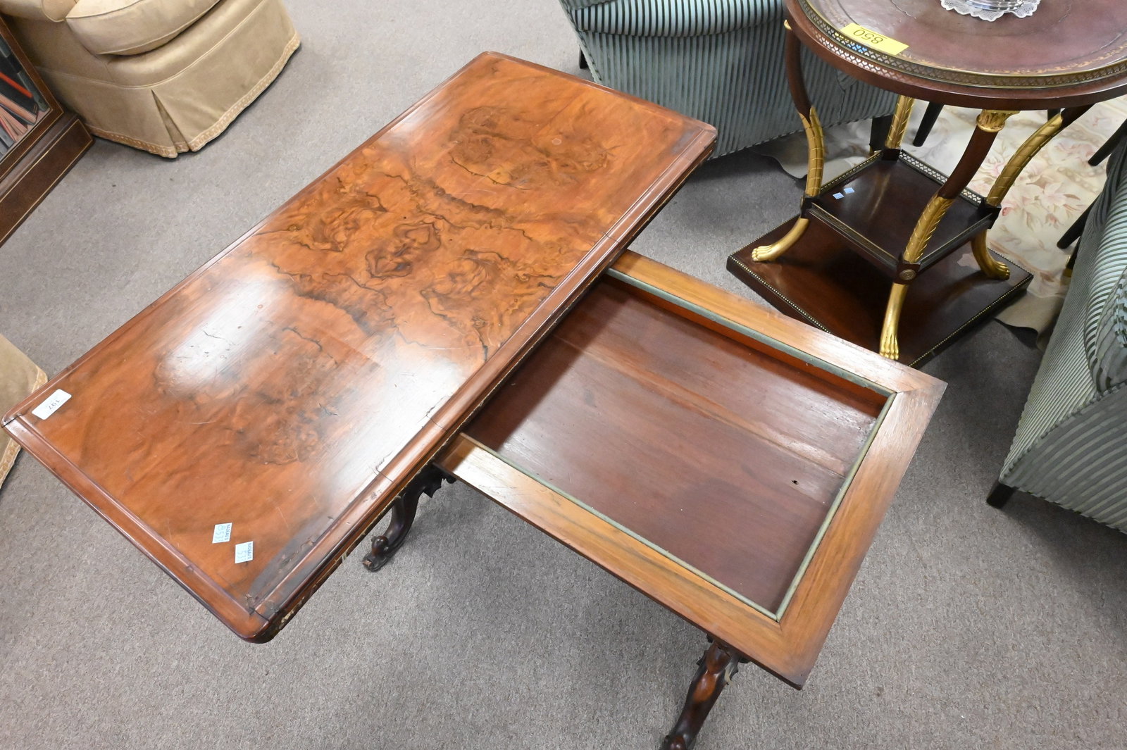 Victorian English Walnut Games Table - 5