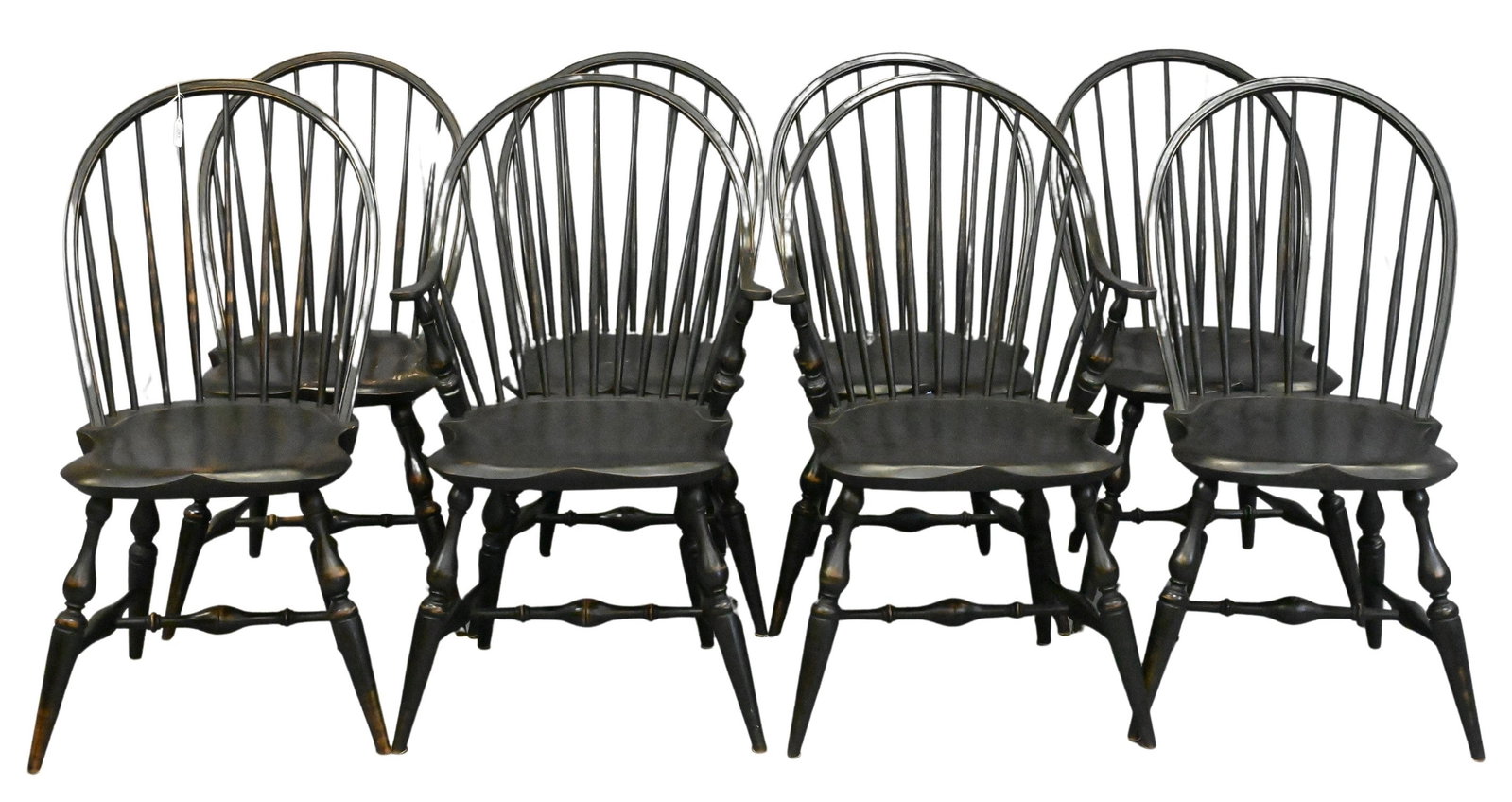 Set of Eight Warren Chair Works Windsor Style Dining Chairs: Set of Eight Warren Chair Works Windsor Style Dining Chairs Six side chairs and two arm chairs, all marked "WCW" to underside height 37 inches, width 19.5 inches
