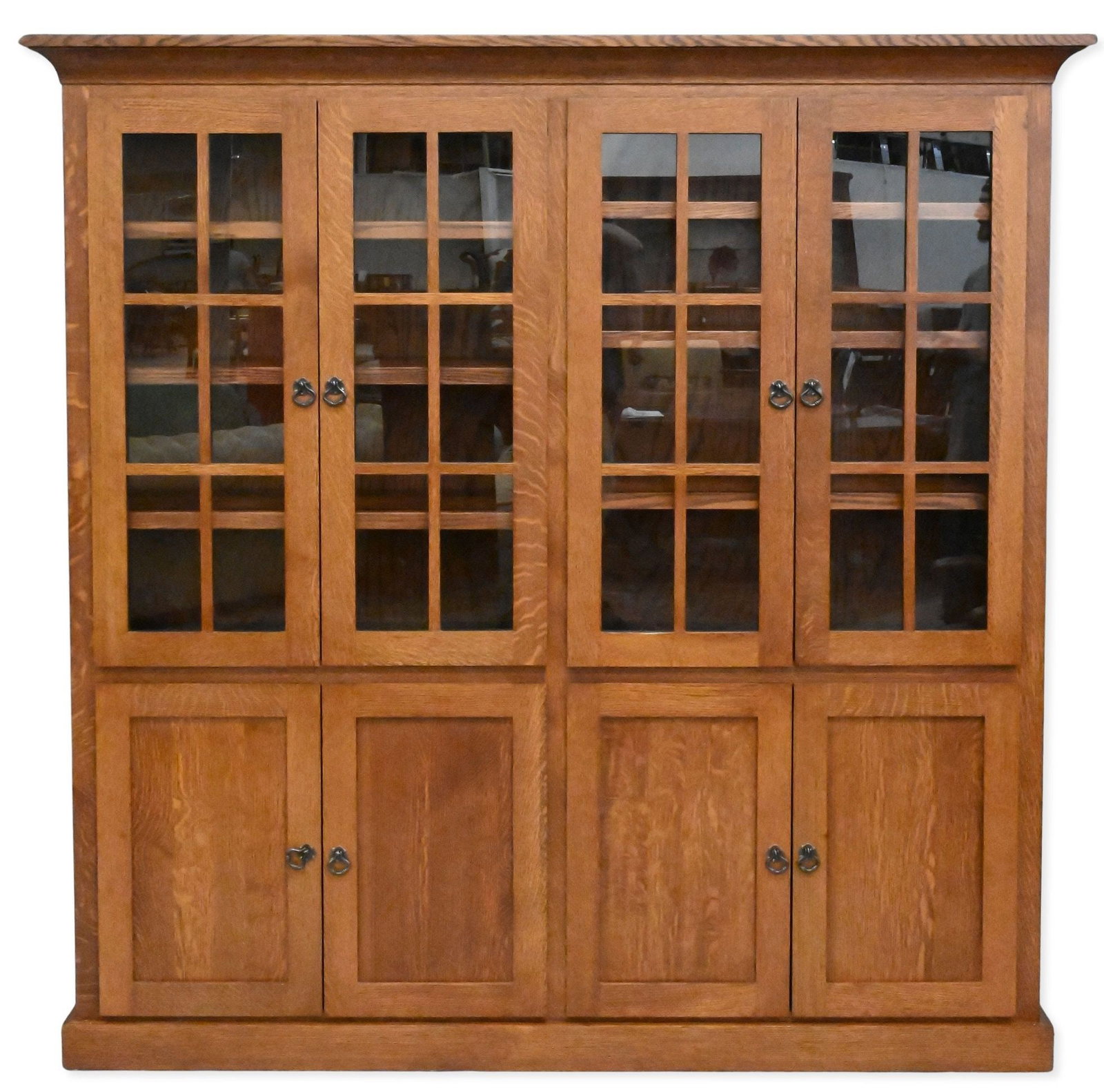 Mission Oak Style Double Bookcase (1 of 6)