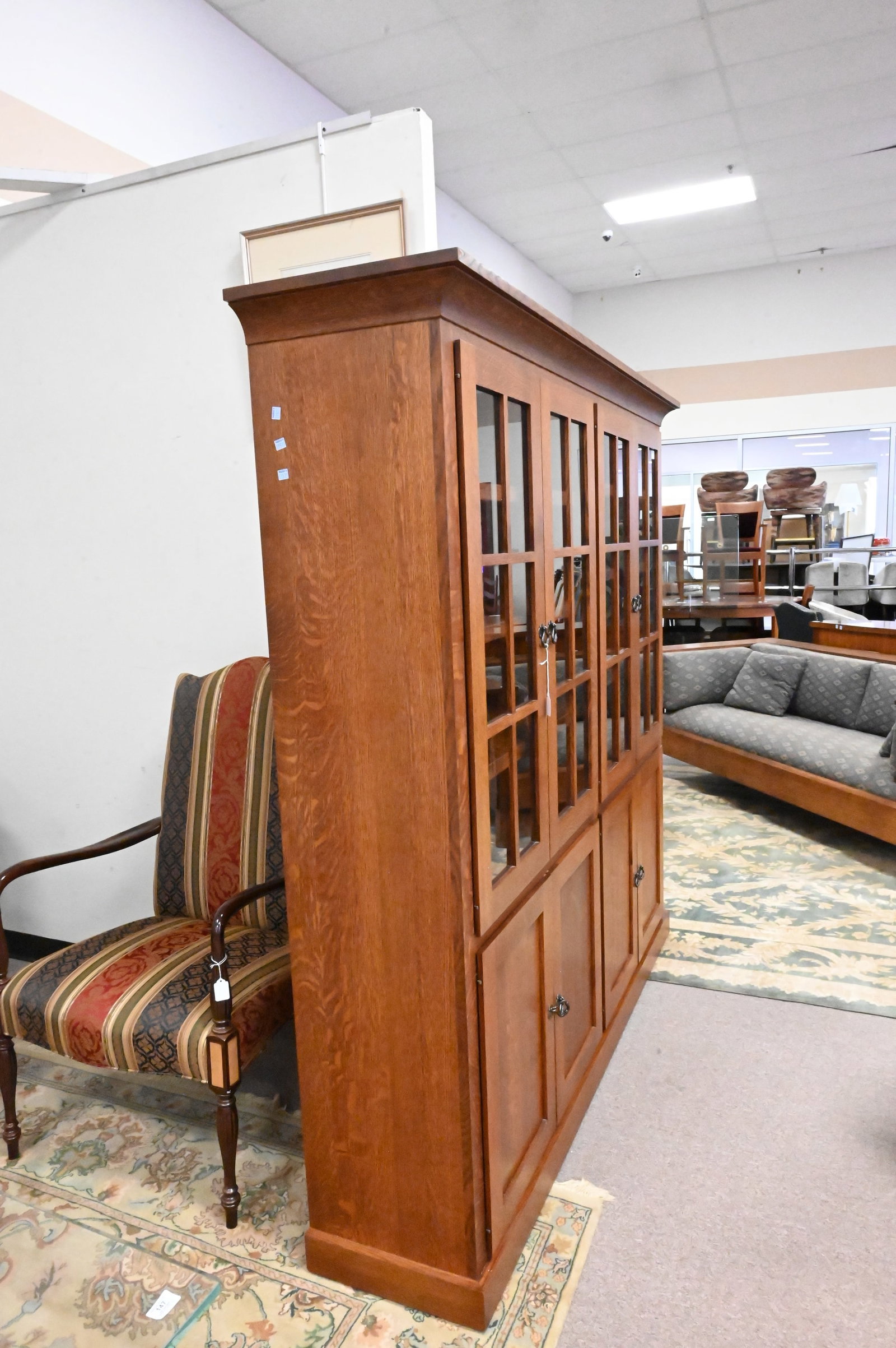 Mission Oak Style Double Bookcase - 3