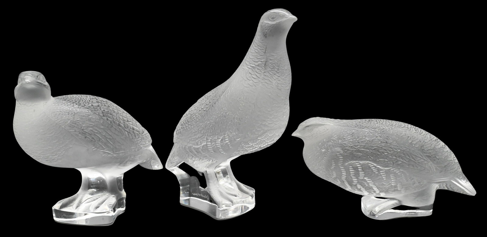 Three Lalique France Frosted Crystal Quails (1 of 7)