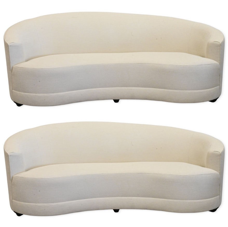 Pair of Crate & Barrel "Infiniti" Curved Back Sofas (1 of 10)