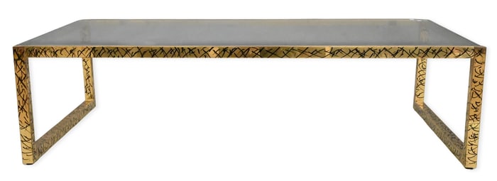 Mastercraft Style Brass and Glass Coffee Table