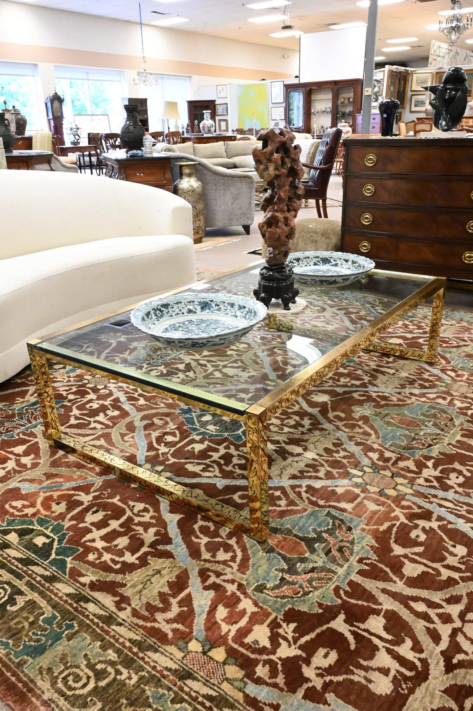 Mastercraft Style Brass and Glass Coffee Table - 2