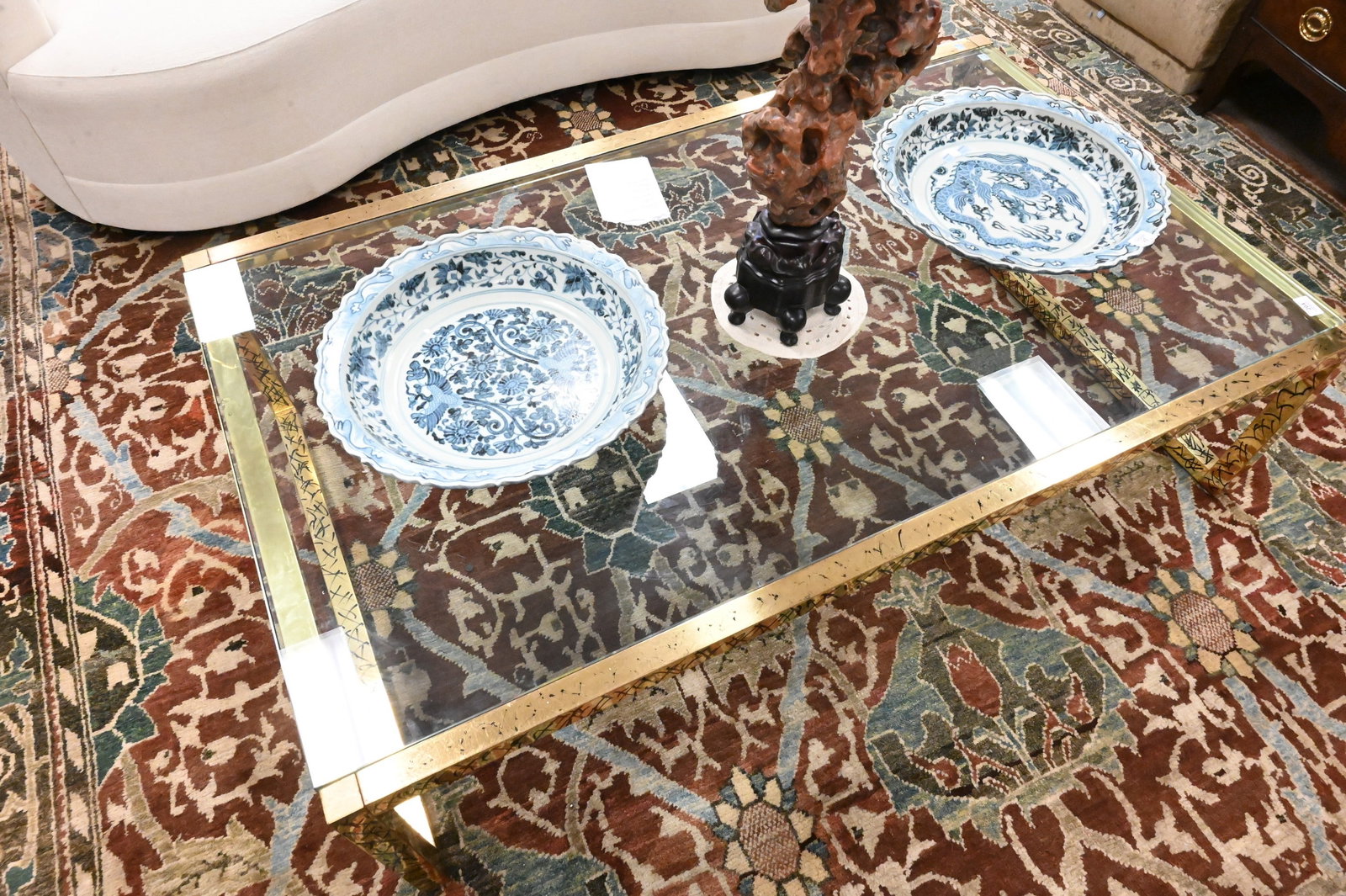 Mastercraft Style Brass and Glass Coffee Table - 3