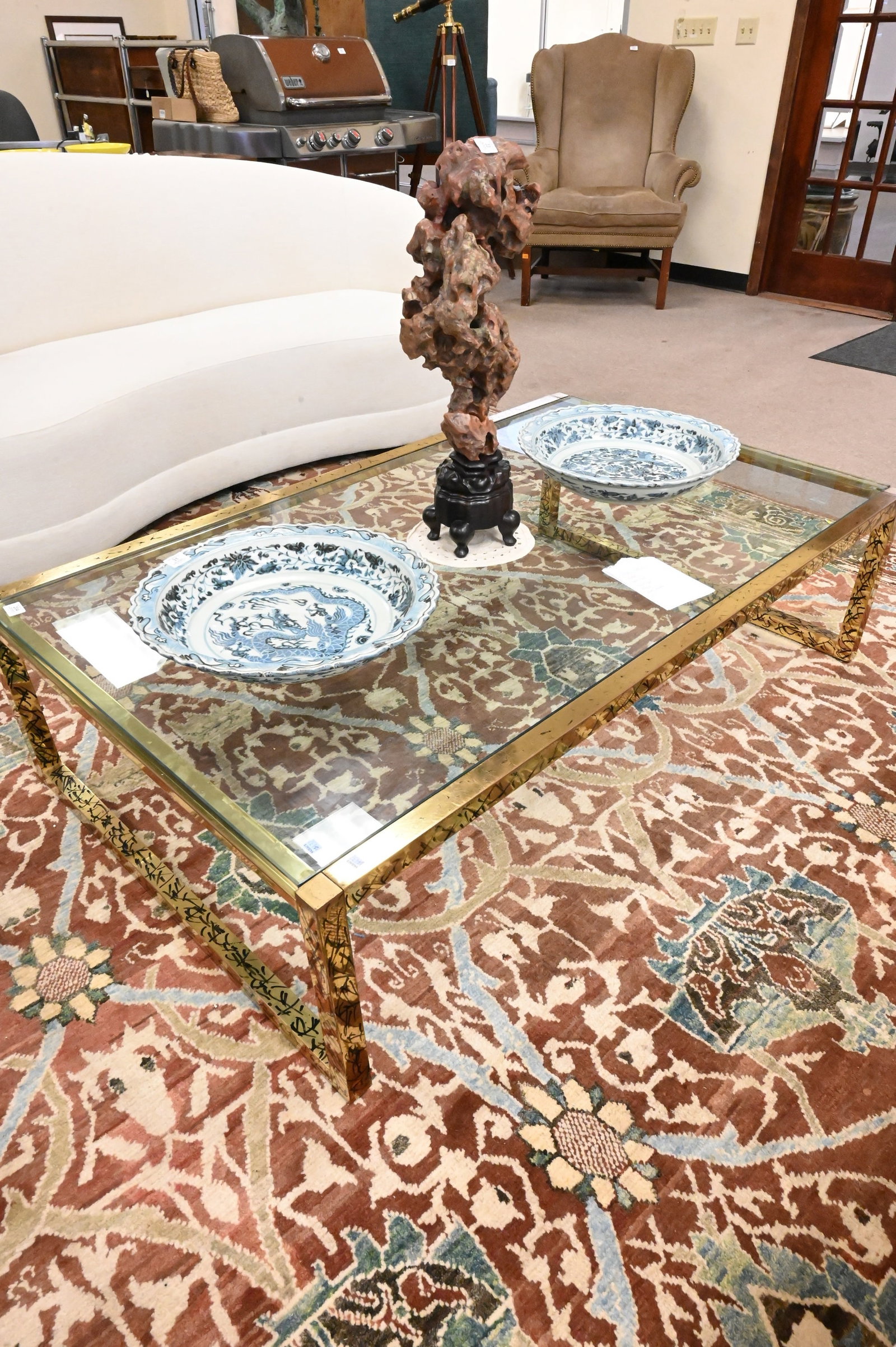 Mastercraft Style Brass and Glass Coffee Table - 4