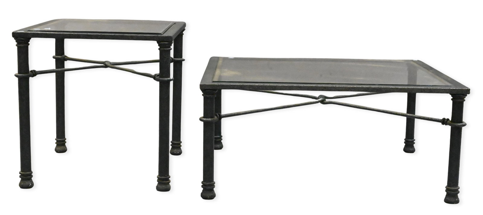 Two Giacometti Style Wrought Iron and Glass Tables (1 of 4)