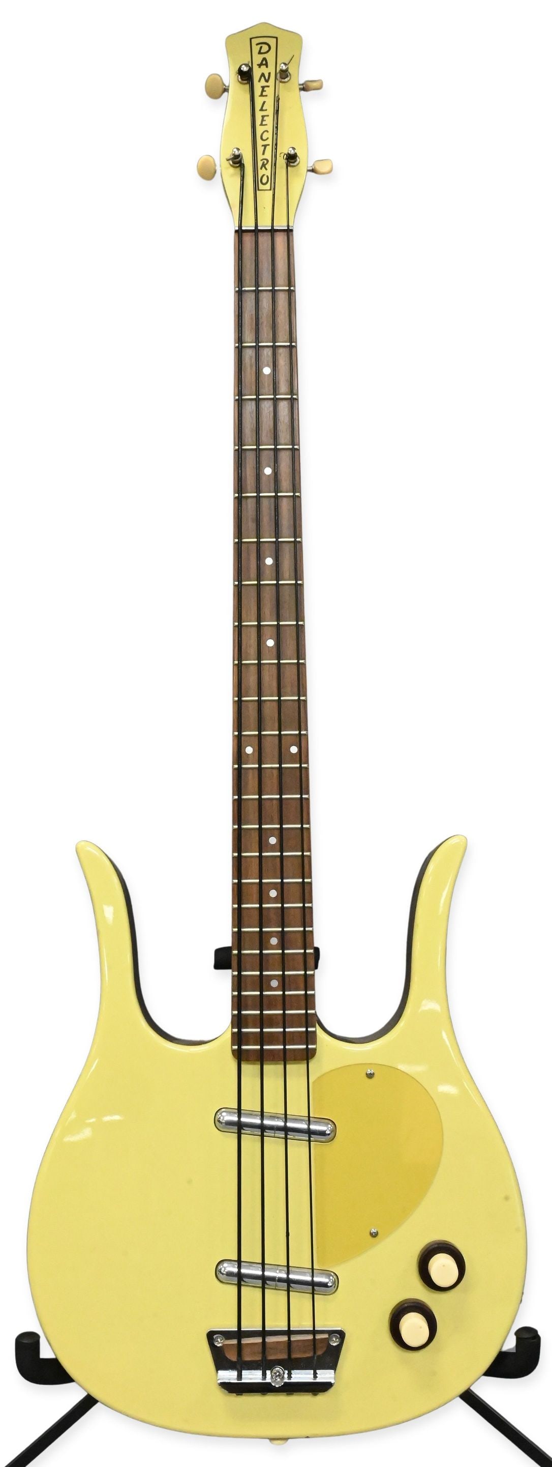 1990's Danelectro Shorthorn Electric Bass: 1990's Danelectro Shorthorn Electric Bass having two tone finish. Along with Danelectro soft case