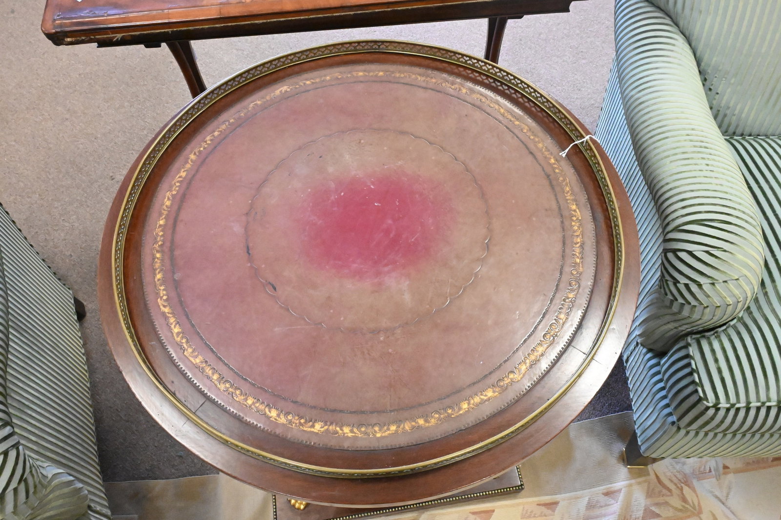 Custom Regency Style Leather Top Bench / Ottoman - 3