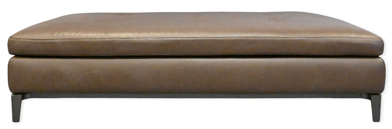 Contemporary Leather Upholstered Ottoman: Contemporary Leather Upholstered Ottoman set on low profile base height 13 inches, top 33" X 53"