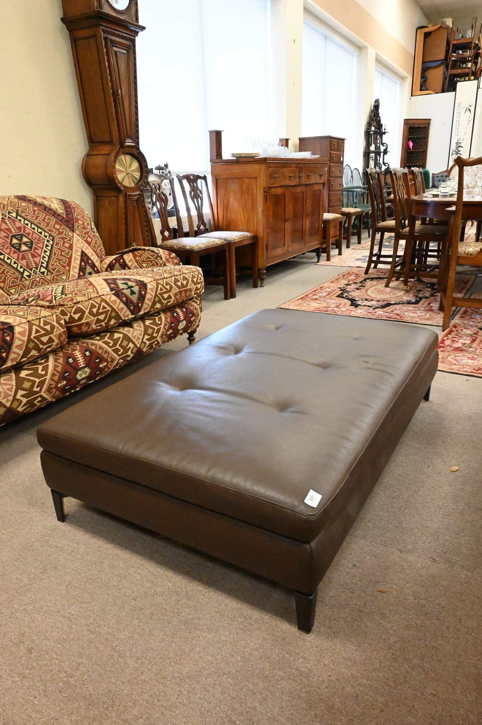 Contemporary Leather Upholstered Ottoman - 2