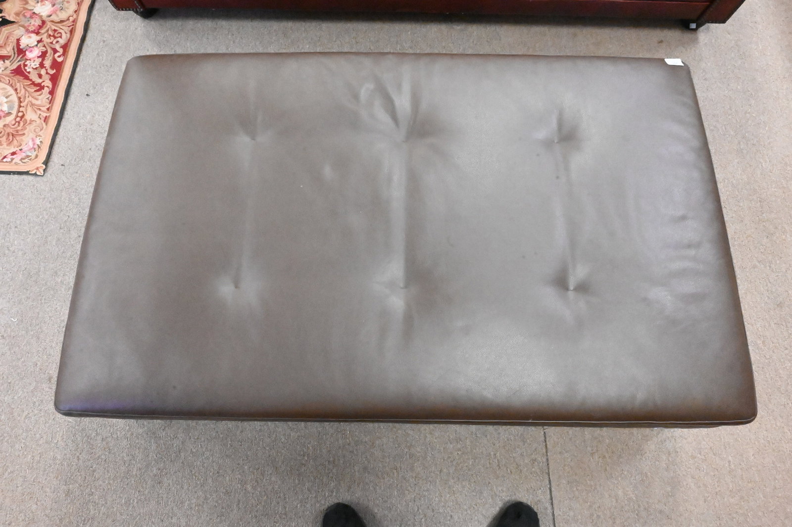 Contemporary Leather Upholstered Ottoman - 3