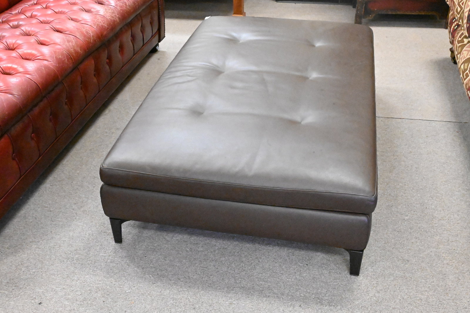 Contemporary Leather Upholstered Ottoman - 4