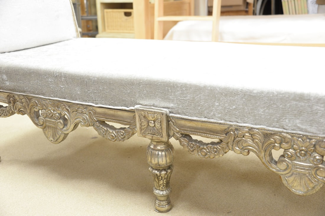 Carved and Embossed Silver Gilt Bench - 4
