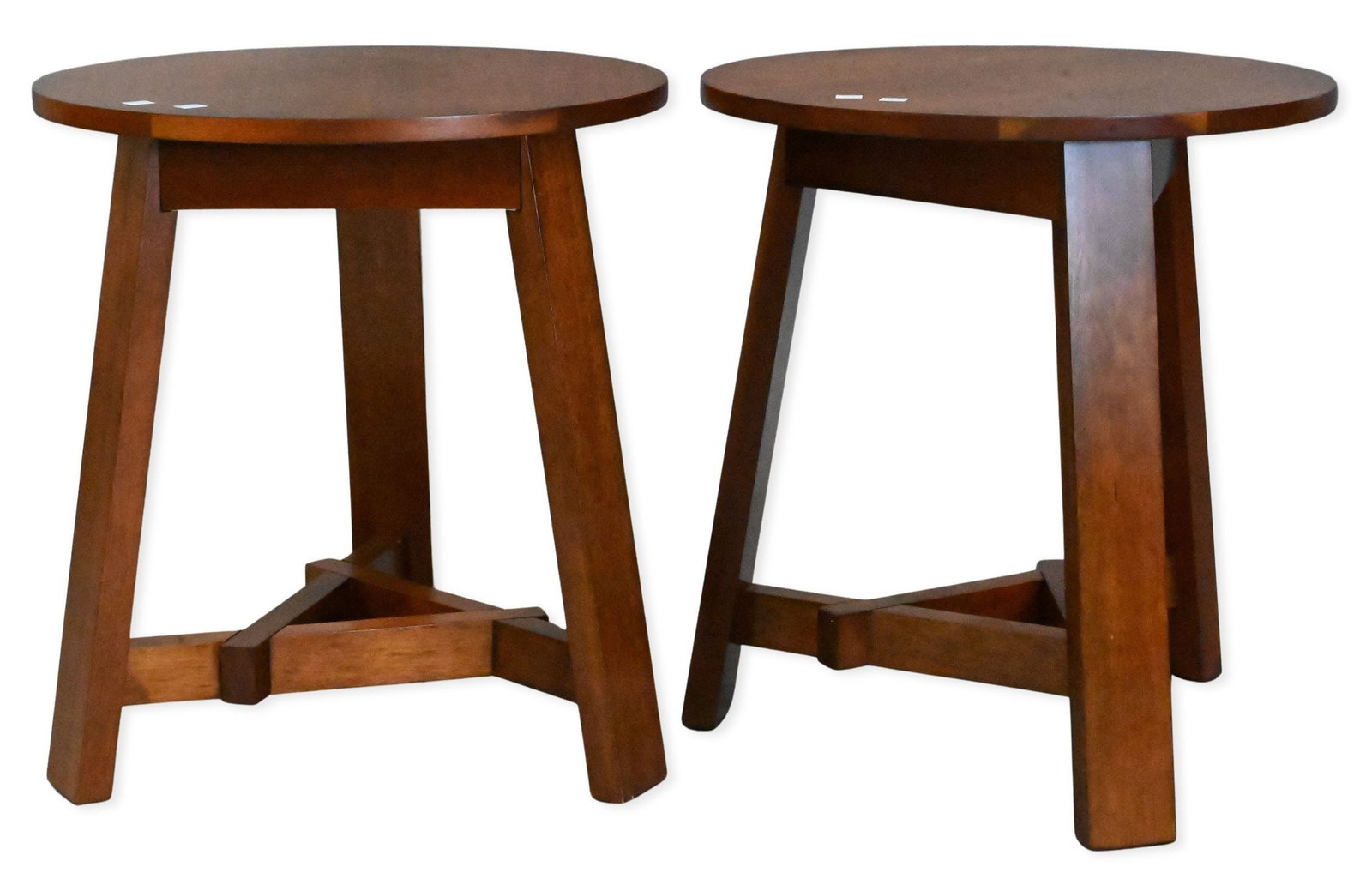 Crate and Barrel Mission Style End Tables: Crate and Barrel Mission Style End Tables circular height 22 inches, diameter 20 inches