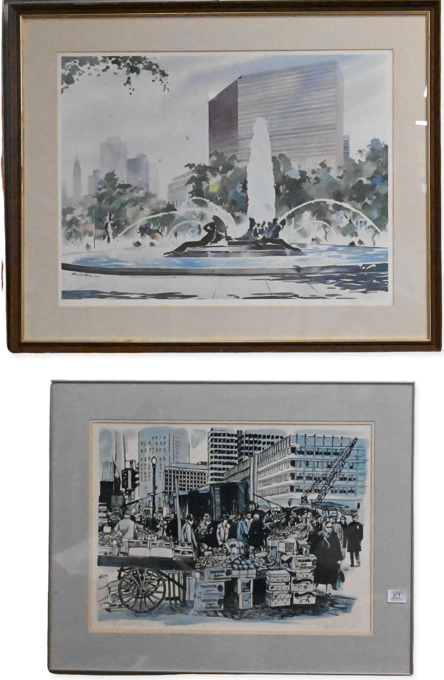 Four Framed Cityscape Lithographs (1 of 5)