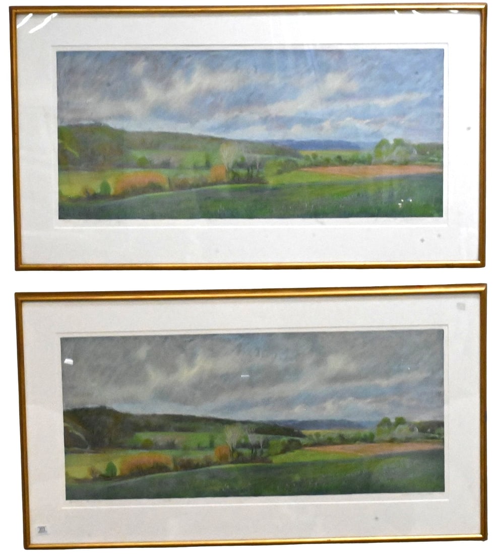 Three: David Grubb (American 20th/21st Century): Three: David Grubb (American 20th/21st Century) Two "Belmont Overcast", 1986 Screenprint, edition 20/150, 46/150, Signed and dated lower right David Grubb 1986 28" x 50" frame "Belmont Overcast, Up",