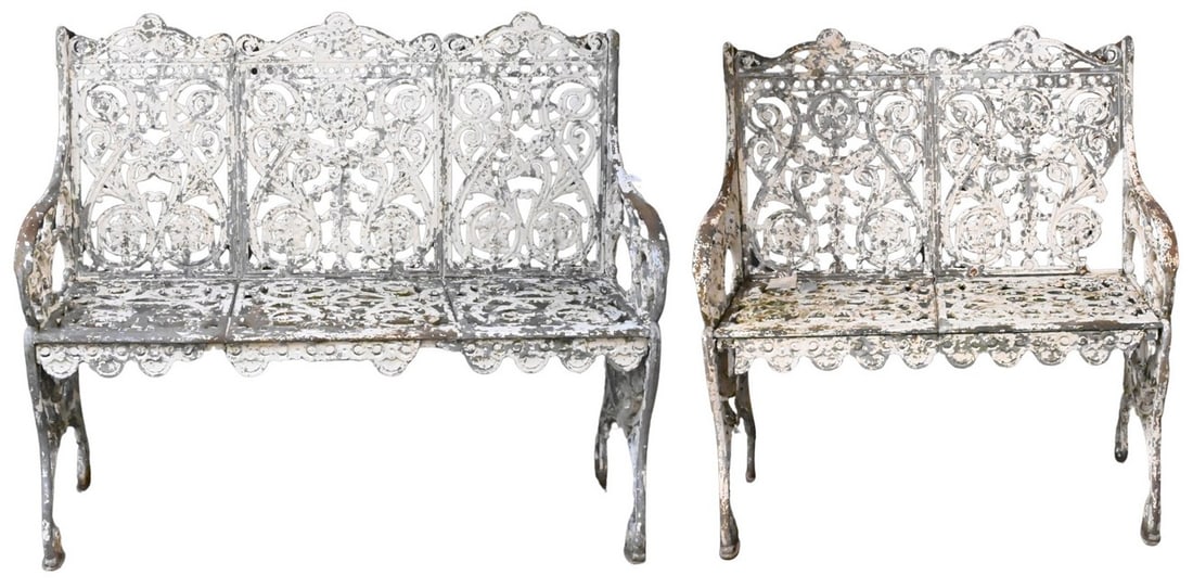 Matching Set of Outdoor Iron Benches (1 of 7)