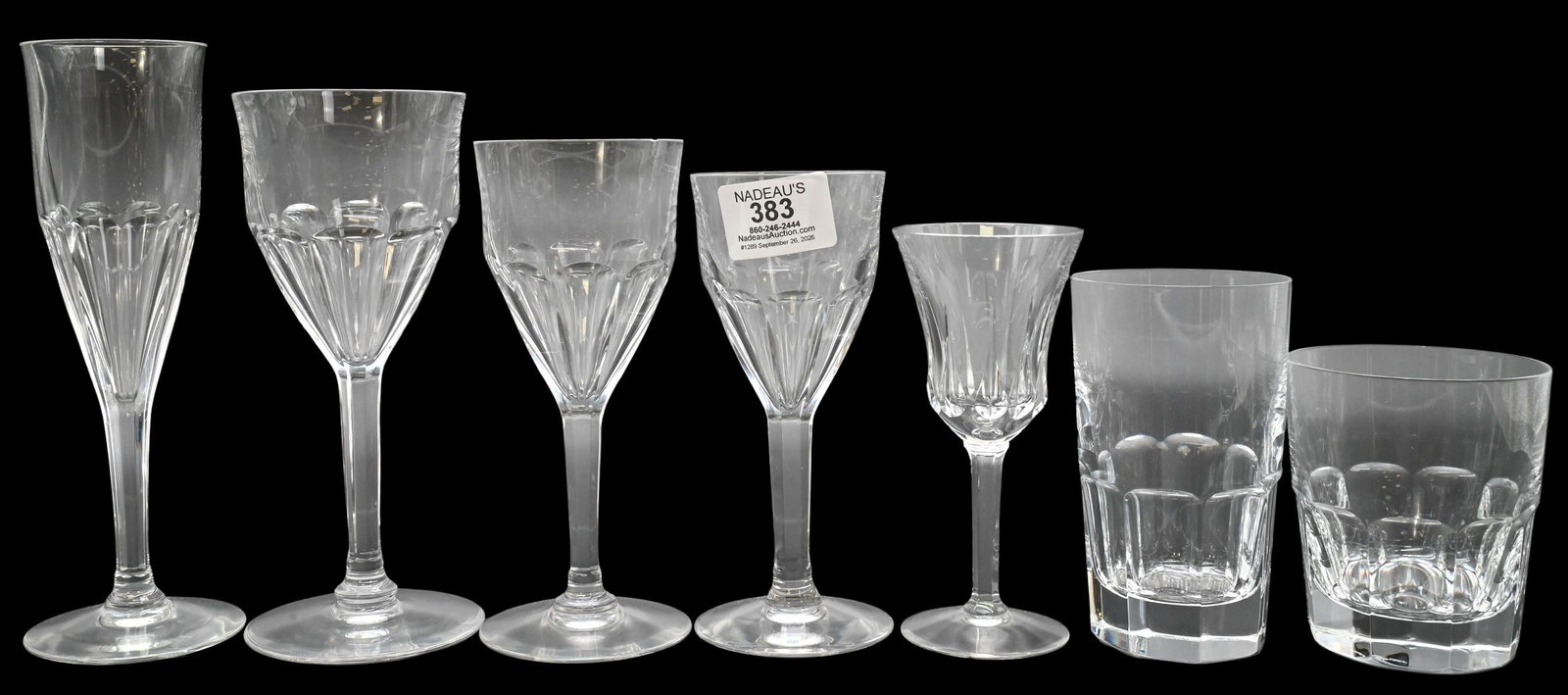 98 Piece Val Saint Lambert "Prince Eveque" and Assembled Crystal Stemware and Dessert Service (1 of 7)