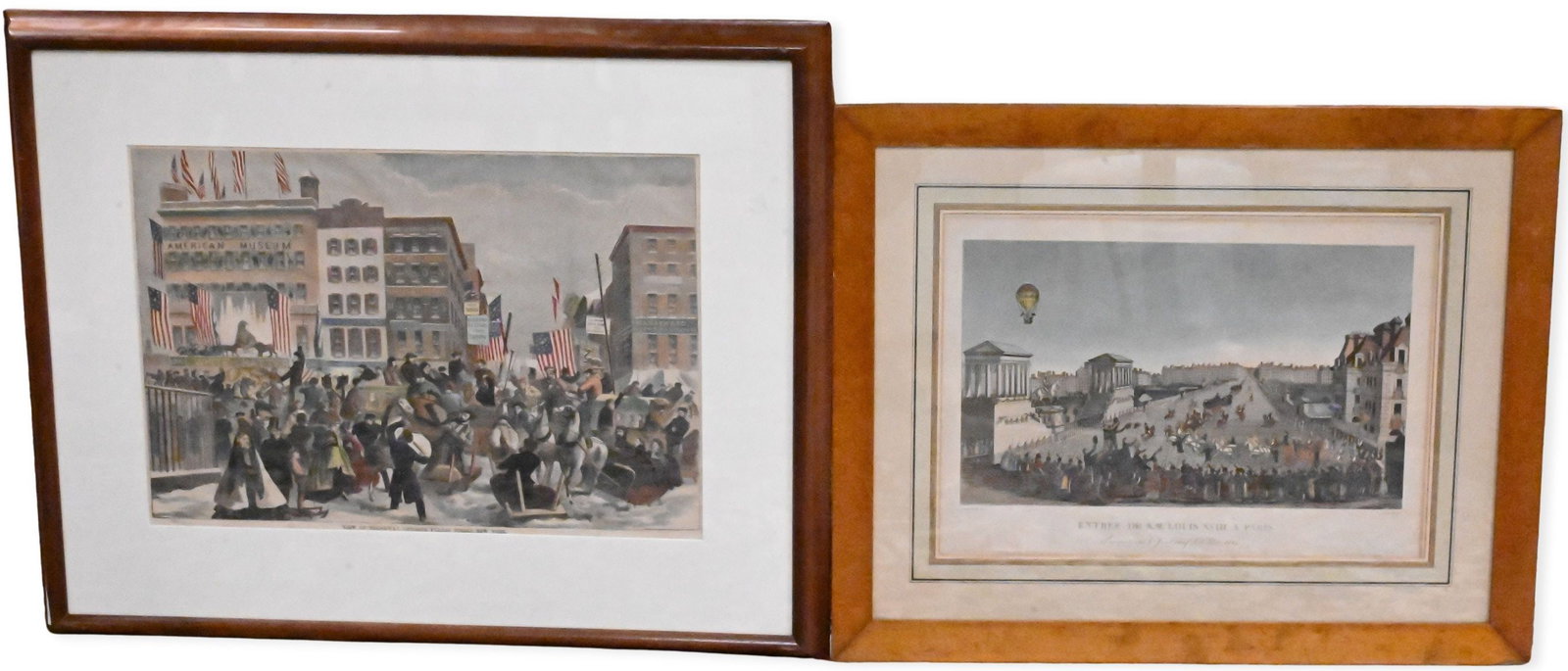 Three Framed Hand Colored Historical Prints: Three Framed Hand Colored Historical Prints to include Balthasar Friedrich Leizelt (German, 18th Century) "Vue de Philadelphie," 1776 from the series Collection des Prospects, early view of