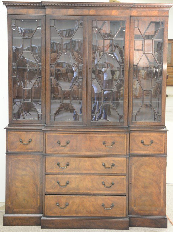 Baker mahogany breakfront. ht. 81 1/2in., wd. 60 in., (1 of 5)